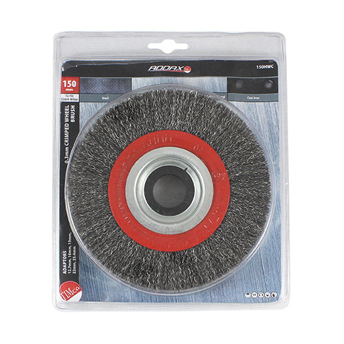 TIMco Wheel Brush with Plastic Reducer Set Crimped Steel Wire - 150mm - 1 Piece