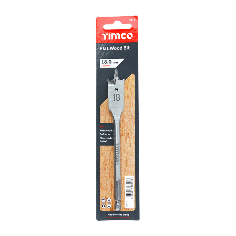 TIMco Flat Wood Bits - 18.0 x 152 - 1 Piece
