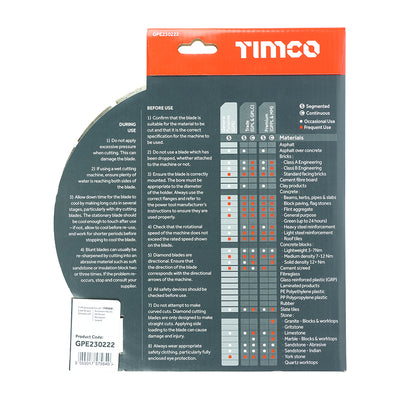 TIMco Premium Diamond Blade Segmented  - 230 x 22.2 - 1 Piece