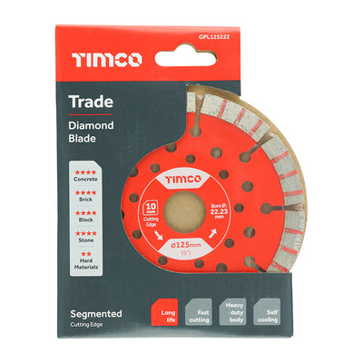 TIMco Trade Diamond Blade Segmented - 125 x 22.2 - 1 Piece