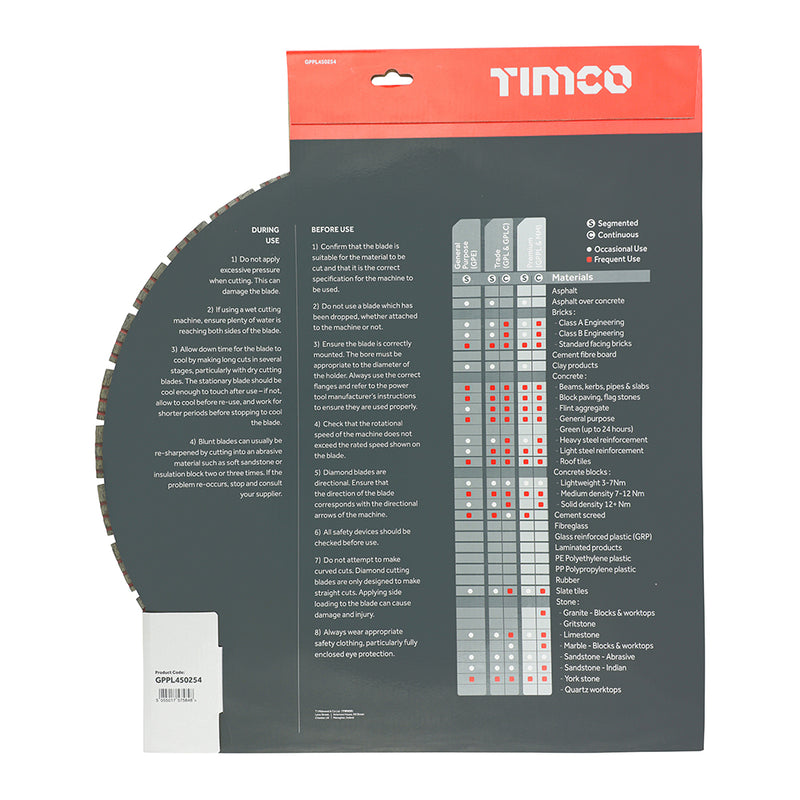 TIMco Premium Diamond Blade Segmented - 450 x 25.4 - 1 Piece