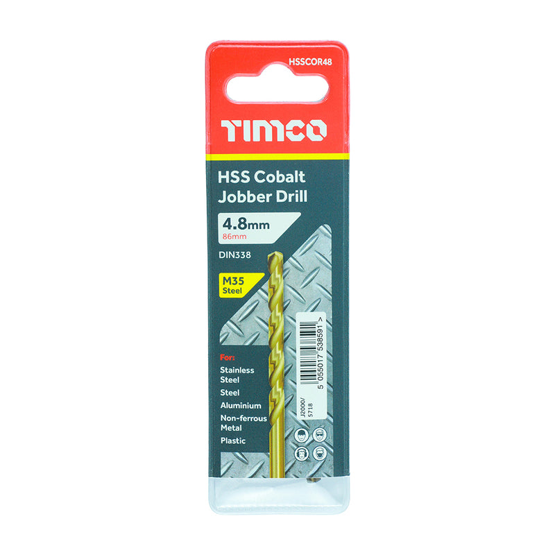 TIMco Ground Jobber Drills - Cobalt M35 - 4.8mm - 1 Piece