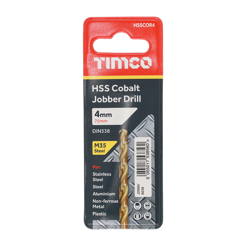 TIMco Ground Jobber Drills - Cobalt M35 - 4.0mm - 1 Piece