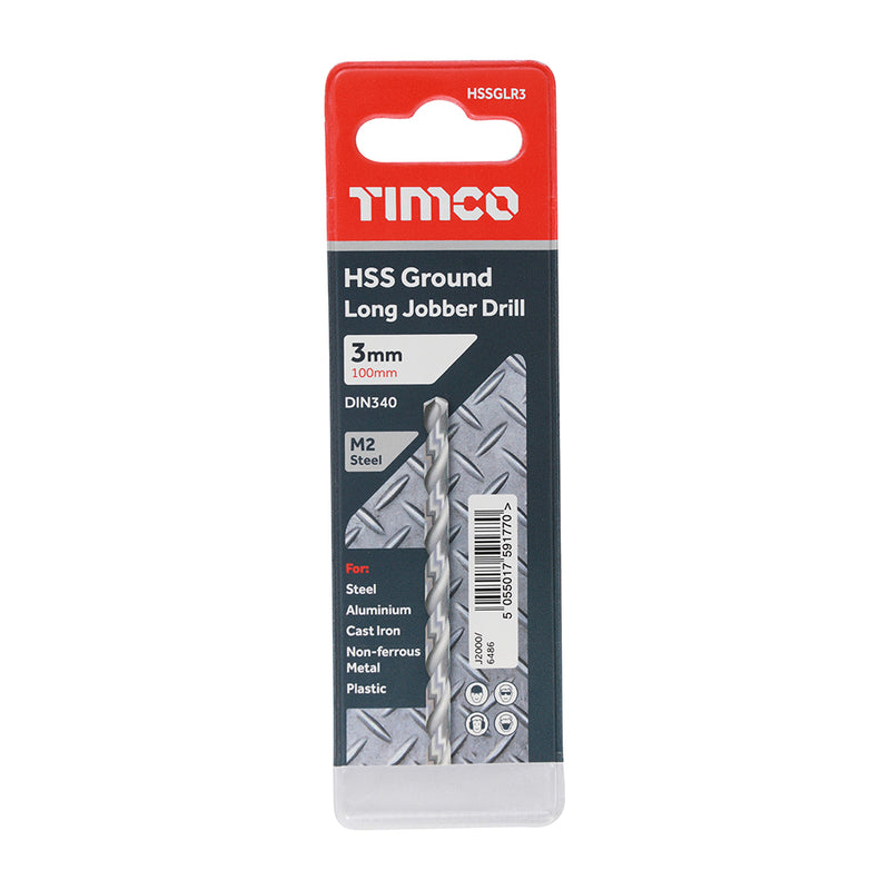 TIMco Ground Long Jobber Drills HSS M2 - 3.0mm - 1 Piece