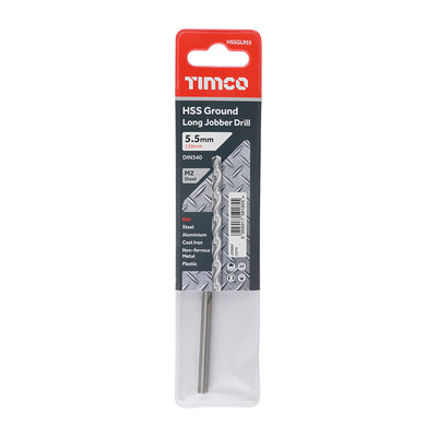 TIMco Ground Long Jobber Drills HSS M2 - 5.5mm - 1 Piece