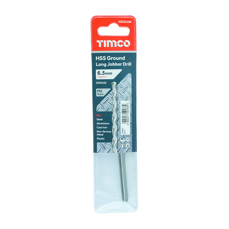 TIMco Ground Long Jobber Drills HSS M2 - 6.5mm - 1 Piece