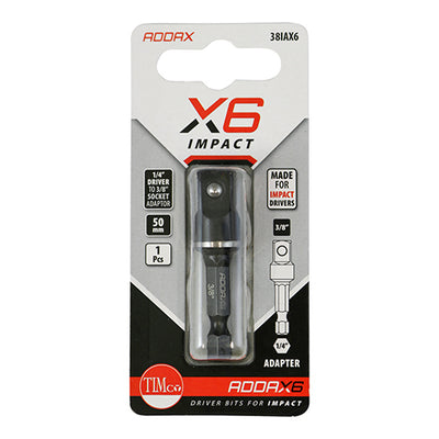 TIMco X6 Impact Adaptor - 3/8 x 50 - 1 Piece
