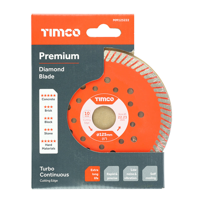 TIMco Premium Diamond Blade Continuous  - 125 x 22.2 - 1 Piece