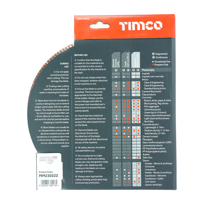 TIMco Premium Diamond Blade Continuous  - 230 x 22.2 - 1 Piece