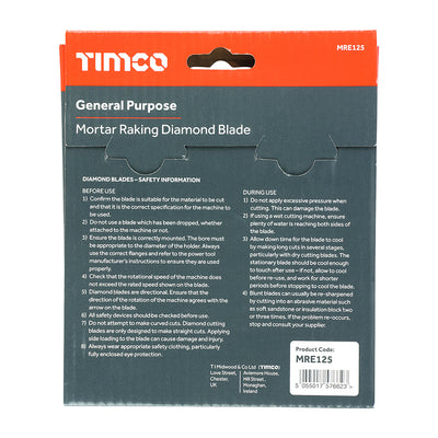 TIMco General Purpose Mortar Raking Diamond Blade - 125 x 22.2 - 1 Piece