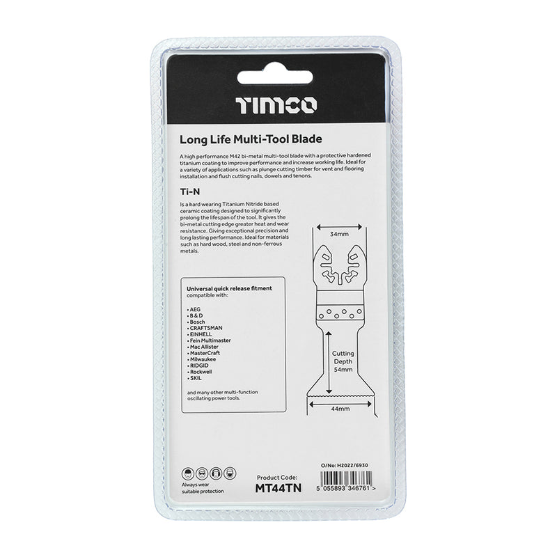 TIMco Multi-Tool Fine Cut Blade For Wood/Metal Titanium Coated Bi-Metal - 44mm - 1 Piece