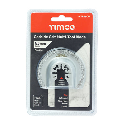 TIMco Multi-Tool Radial Blade For Tiles Diamond Carbide Grit Carbon Steel - Dia.65mm - 1 Piece