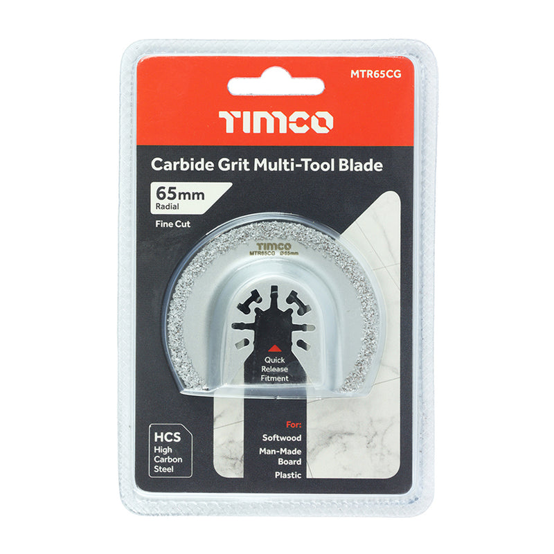 TIMco Multi-Tool Radial Blade For Tiles Diamond Carbide Grit Carbon Steel - Dia.65mm - 1 Piece