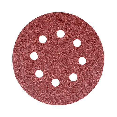 TIMco Random Orbital Sanding Discs 120 Grit Red - 125mm - 5 Pieces