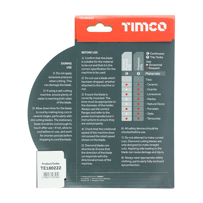 TIMco General Purpose Tile & Ceramic Blade  - 180 x 22.2 - 1 Piece