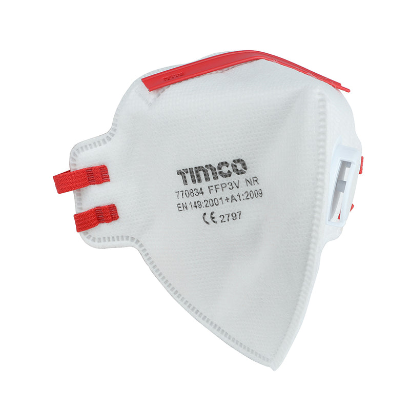 TIMCO FFP3 Fold Flat Valved Masks - One Size - Pack Quantity - 3