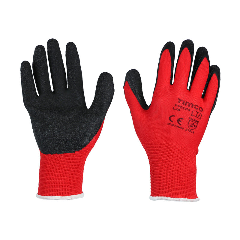 TIMCO Light Grip Glove Crinkle Latex Coated Polyester Gloves - Large