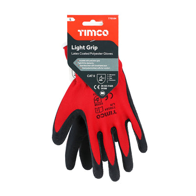 TIMCO Light Grip Glove Crinkle Latex Coated Polyester Gloves - Large