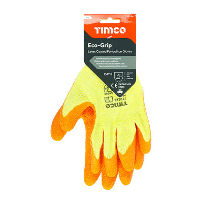 TIMCO Eco Grip Crinkle Latex Coated Polycotton Gloves - Medium