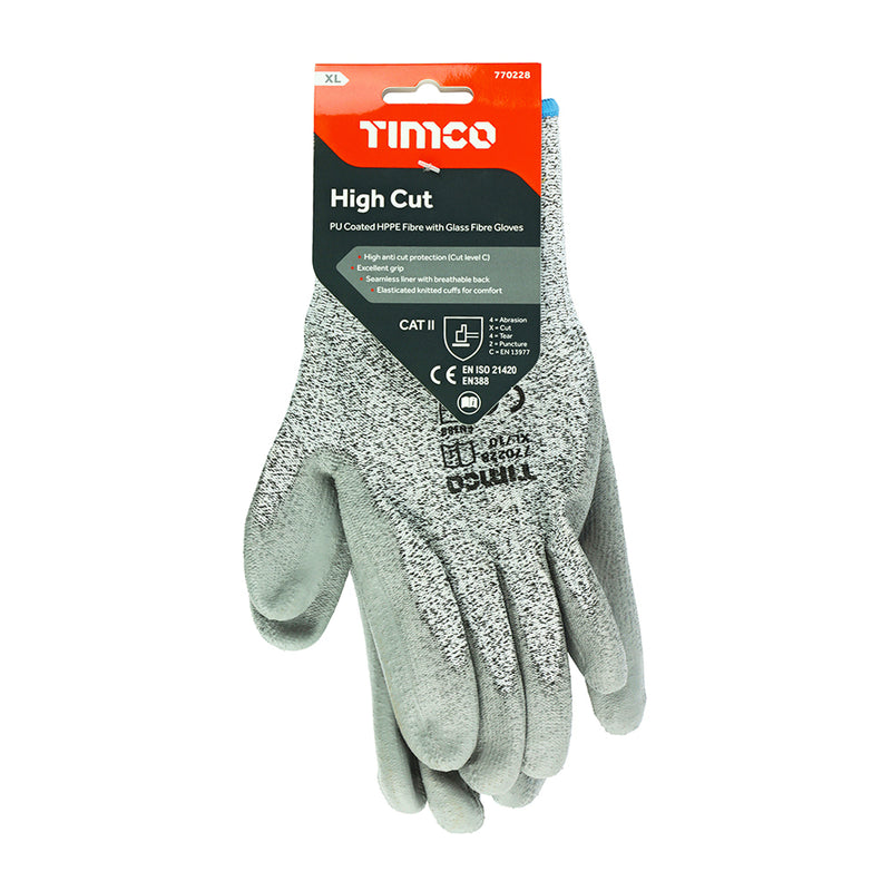 TIMCO High Cut C Glove PU HPPE Fibre - X Large