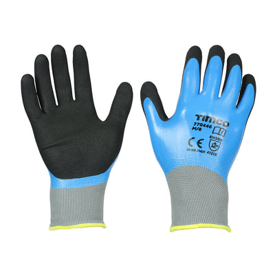 TIMCO Waterproof Grip Sandy Nitrile Foam Coated Polyester Gloves - Medium