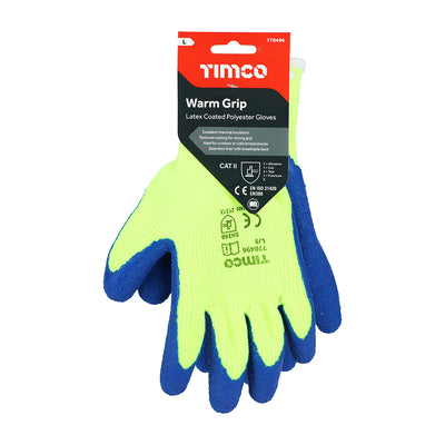 TIMCO Warm Grip Crinkle Latex Coated Polyester Gloves - Large