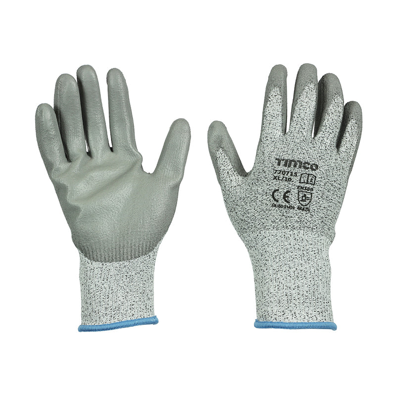 TIMCO Medium Cut PU Coated HPPE Fibre with Glass Fibre Gloves - X Large