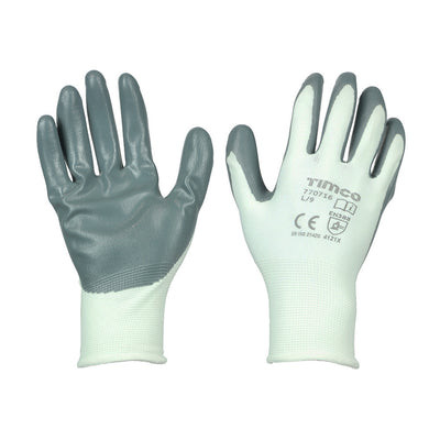 TIMCO Secure Grip Smooth Nitrile Foam Coated Polyester Gloves - Large