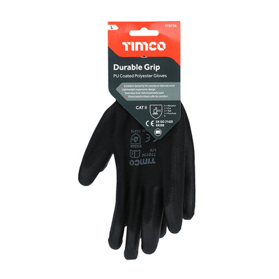 TIMCO Durable Grip PU Coated Polyester Gloves - Large