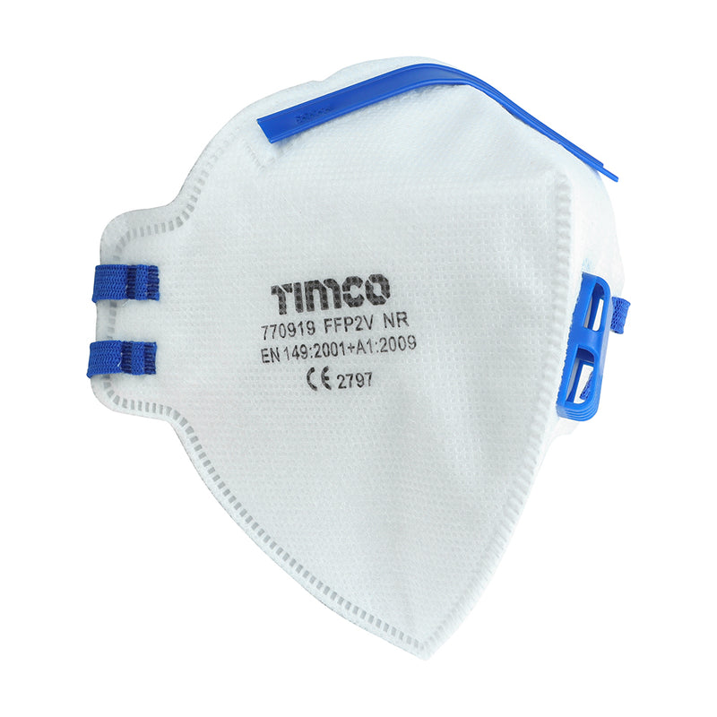 TIMCO FFP2 Fold Flat Valved Masks - One Size - Pack Quantity - 3