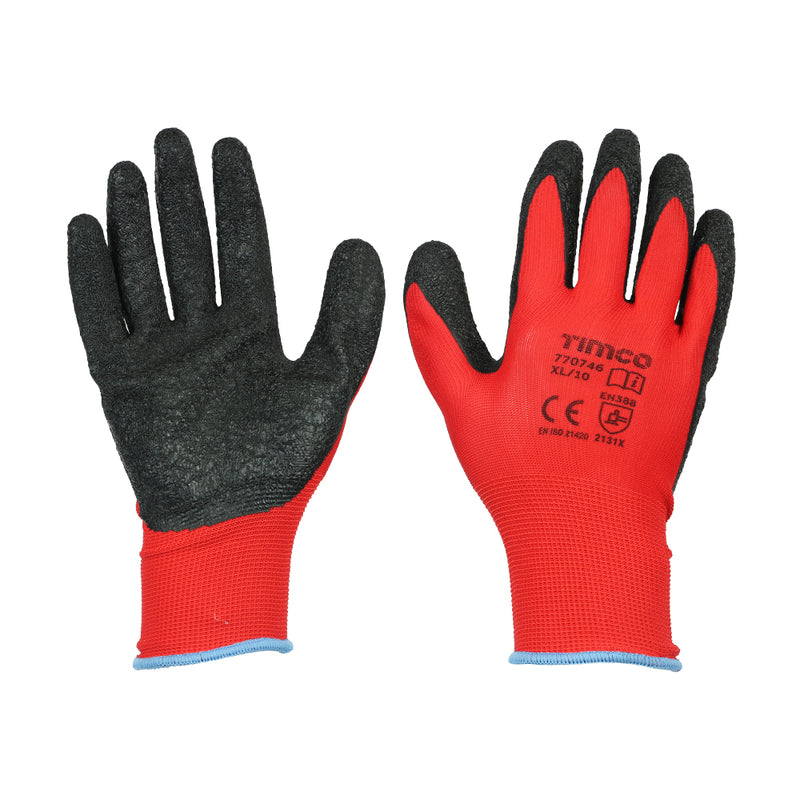 Light Grip Glove Crinkle Latex Coated Polyester Gloves - X Large