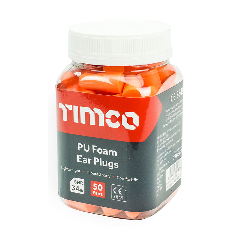 TIMCO Disposable PU Ear Plugs 50 Pairs - One Size