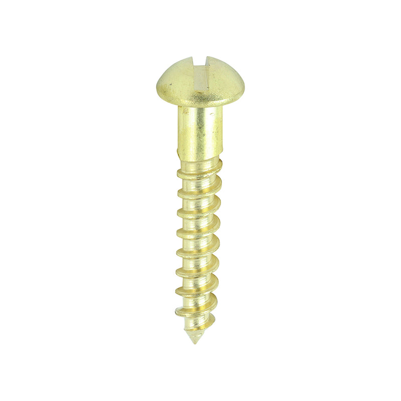 TIMco Solid Brass Round Head Woodscrews - 4 x 1/2 - 200 Pieces
