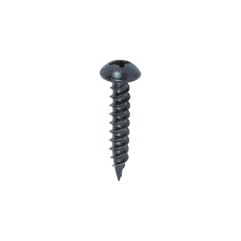 TIMco Twin-Threaded Round Head Black Woodscrews - 10 x 1 - 200 Pieces