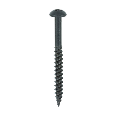 TIMco Twin-Threaded Round Head Black Woodscrews - 8 x 1 1/4 - 200 Pieces