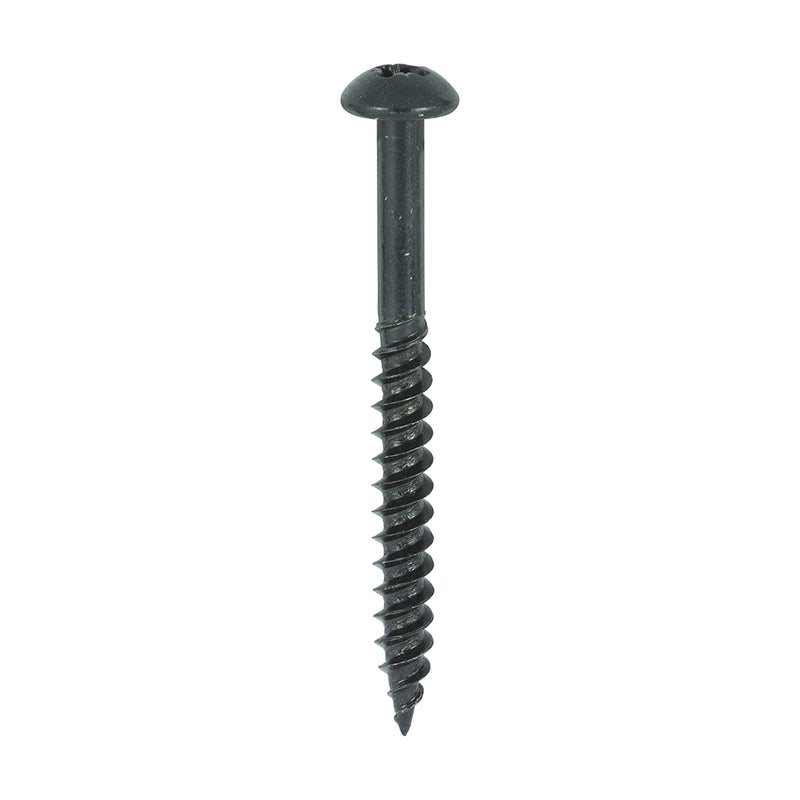 TIMco Twin-Threaded Round Head Black Woodscrews - 8 x 1 1/4 - 200 Pieces