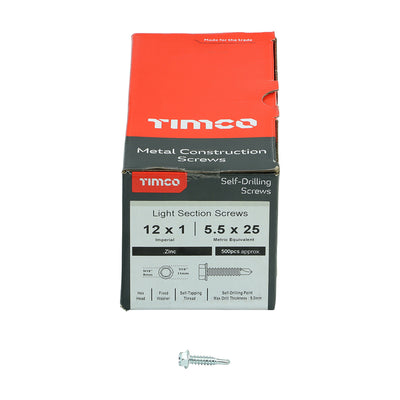 TIMco Self-Drilling Light Section Silver Screws - 12 x 1 - 500 Pieces
