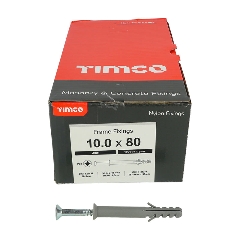 TIMco Nylon Frame Fixings - 10.0 x 80 - 100 Pieces