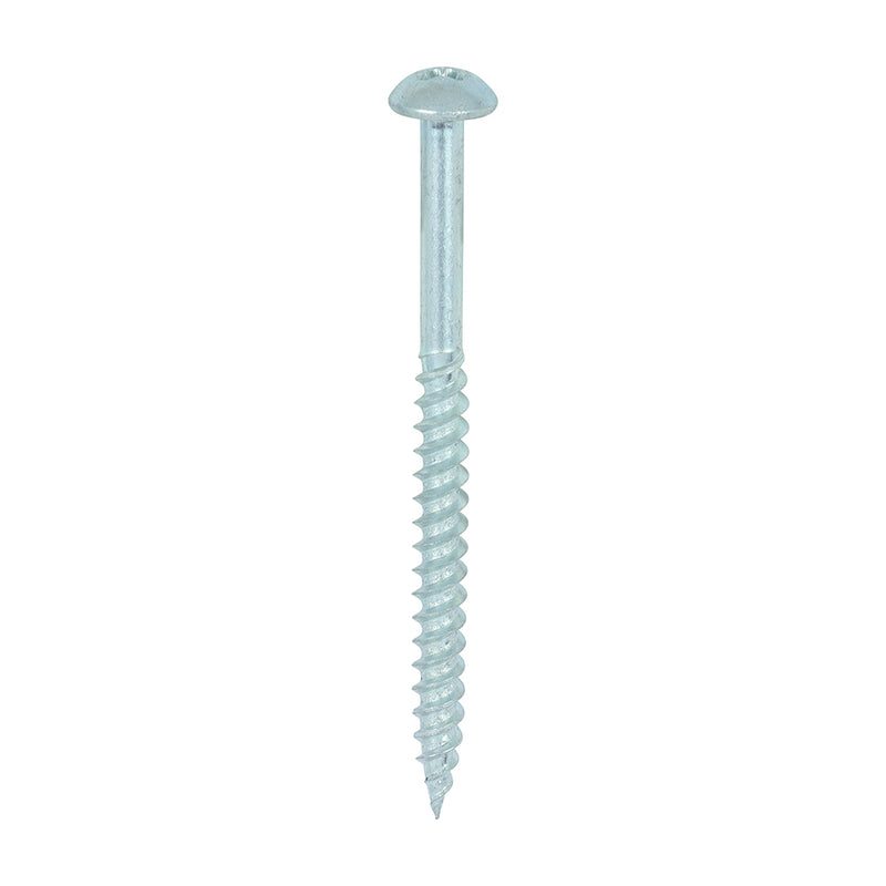TIMco Twin-Threaded Round Head Silver Woodscrews - 10 x 21/2 - 200 Pieces