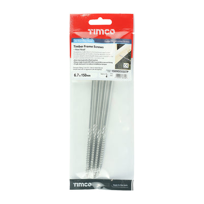 TIMco Timber Screws Hex Flange Head A4 Stainless Steel - 6.7 x 150 - 4 Pieces
