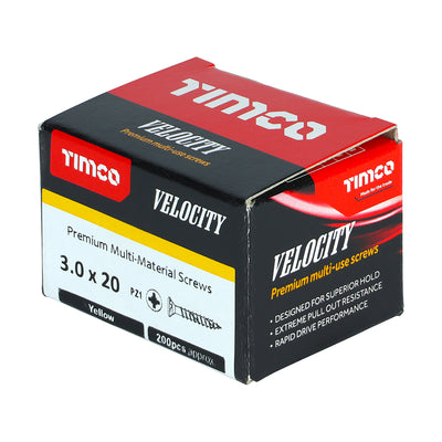 TIMco Velocity Premium Multi-Use Countersunk Gold Woodscrews - 3.0 x 20 - 200 Pieces