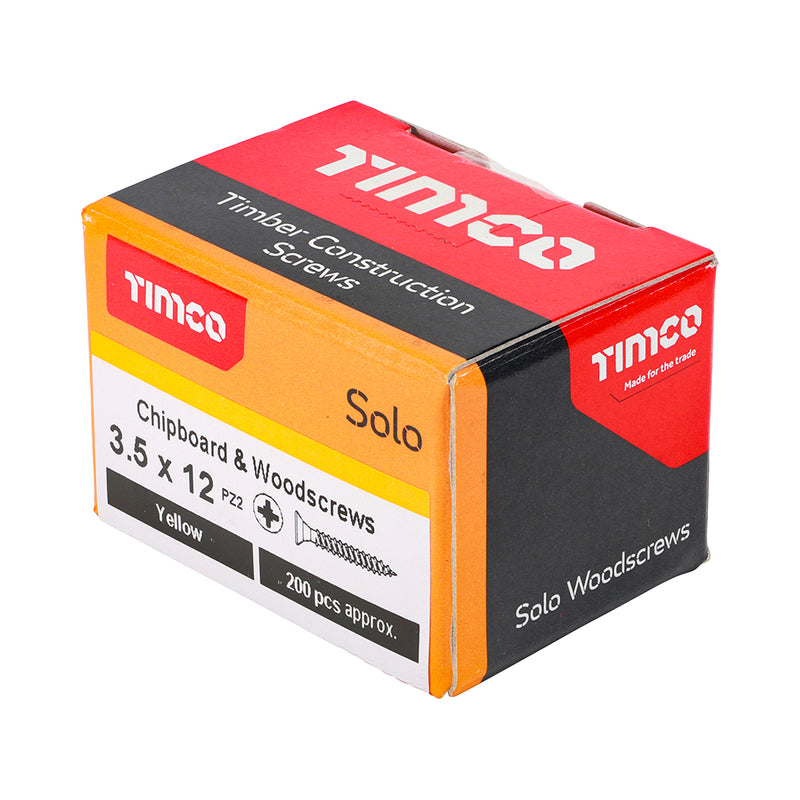 TIMco Solo Countersunk Gold Woodscrews - 3.5 x 12 - 200 Pieces