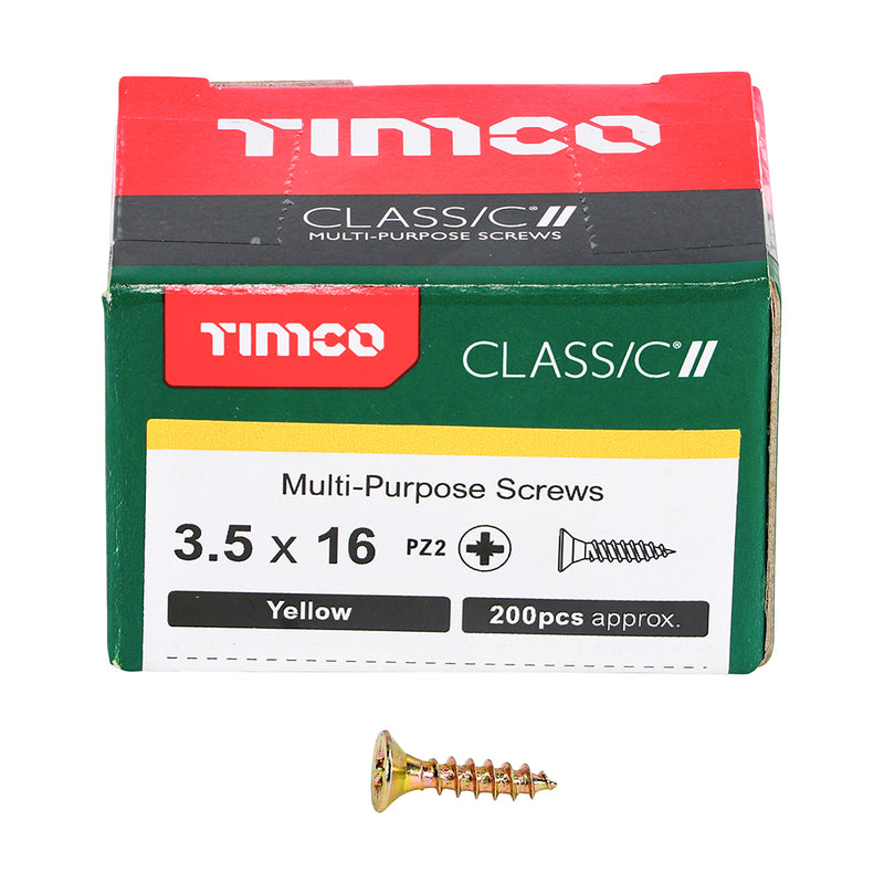 TIMco Classic Multi-Purpose Countersunk Gold Woodscrews - 3.5 x 16 - 200 Pieces