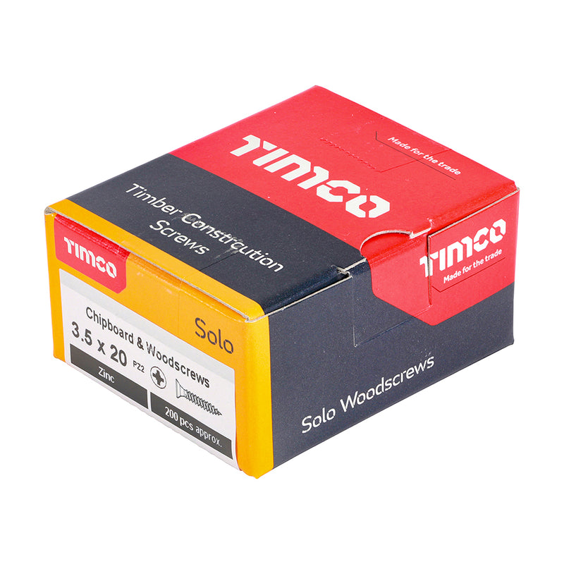 Solo Countersunk Silver Woodscrews - 3.5 x 20  TIMco 35020SOLOZ