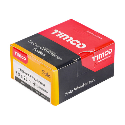 TIMco Solo Countersunk Silver Woodscrews - 3.5 x 25 - 200 Pieces