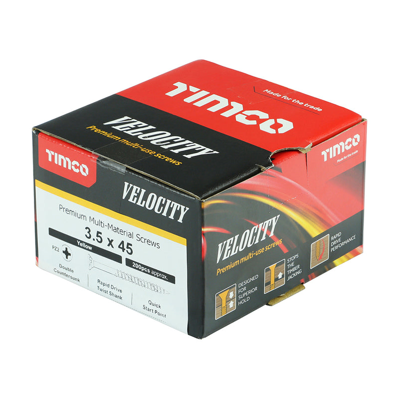 TIMco Velocity Premium Multi-Use Countersunk Gold Woodscrews - 3.5 x 45 - 200 Pieces