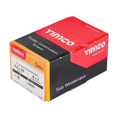 TIMco Solo Countersunk Silver Woodscrews - 4.0 x 25 - 200 Pieces