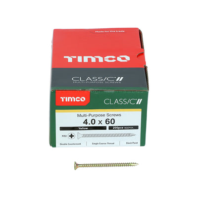 TIMco Classic Multi-Purpose Countersunk Gold Woodscrews - 4.0 x 60 - 200 Pieces