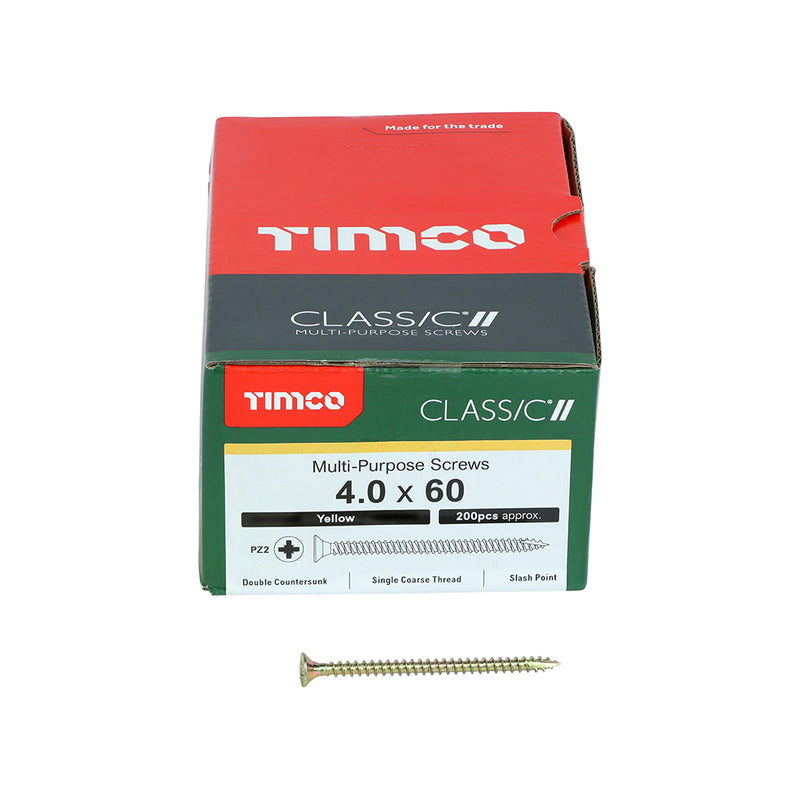 TIMco Classic Multi-Purpose Countersunk Gold Woodscrews - 4.0 x 60 - 200 Pieces