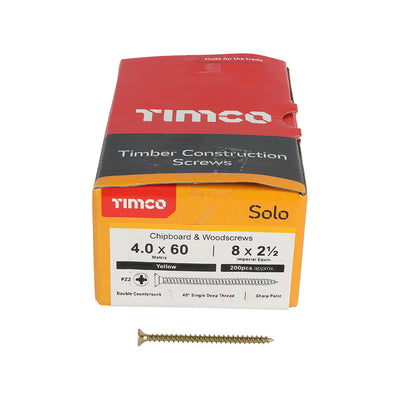 TIMco Solo Countersunk Gold Woodscrews - 4.0 x 60 - 200 Pieces